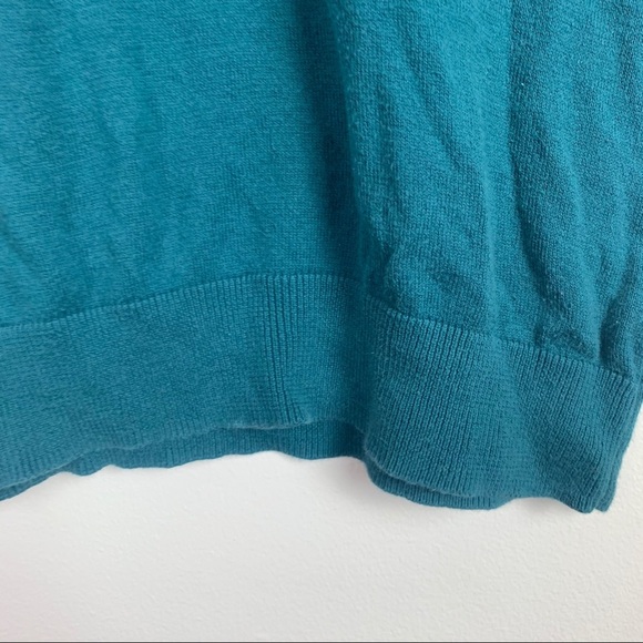 LOFT Turquoise Cotton Long Sleeve V-Neck Shirt - Picture 5 of 8